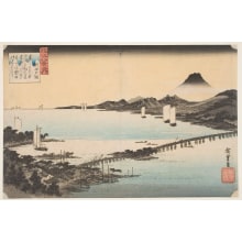 Japanischer Druck "The Evening Glow at Seta" von Utagawa Hiroshige, 歌川広重 (Utagawa Hiroshige I 歌川 広重)