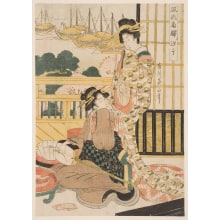 Japanischer Druck "A Party In A Naneki Seiro" von Kikugawa Eizan, 菊川英山 (Kikukawa Eizan 菊川 英山)
