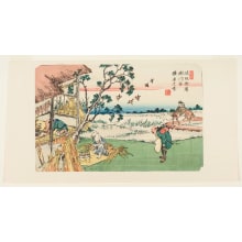 Japanischer Druck "View of the Hiro Field at Okegawa" von Keisai Eisen, 渓斉英泉 (Keisai Eisen 渓斉 英泉)
