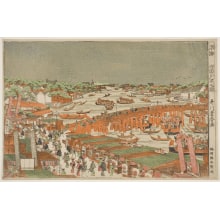 Japanischer Druck "Perspective Picture of Cooling-Off in the Evening at Ryogoku" von Utagawa Toyoharu, 歌川豊春 (Utagawa Toyoharu 歌川 豊春)
