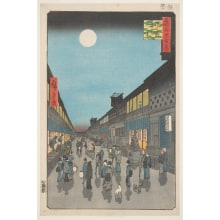 Japanese Print "Night View of Saruwakamachi" by Utagawa Hiroshige, 歌川広重 (Utagawa Hiroshige I 歌川 広重)