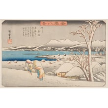 Utagawa Hiroshige, 歌川広重 (Utagawa Hiroshige I 歌川 広重)による浮世絵「Lingering Snow at Uchikawa」