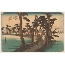 Japanese Print "Yoshiwara with Fujiyama" by Utagawa Hiroshige, 歌川広重 (Utagawa Hiroshige I 歌川 広重)