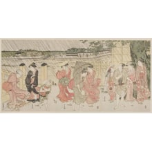 Katsukawa Shuncho, 勝川春潮 (Katsukawa Shunchō 勝川 春潮)による浮世絵「A Sudden Shower」