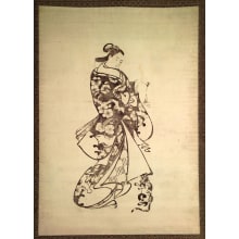 Torii Kiyonobu I, 鳥居清信 (Torii Kiyonobu I 鳥居 清信)による浮世絵「Courtesan Playing With A Cat」