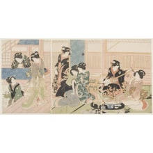 Estampe japonaise "Male Prostitutes and Serving Woman" par Utagawa Toyokuni I, 歌川豊国 (Utagawa Toyokuni I 歌川 豊国)