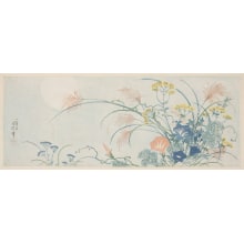 Utagawa Kuniyoshi, 歌川国芳 (Utagawa Kuniyoshi 歌川 国芳)による浮世絵「Autumn Flowers And Full Moon」