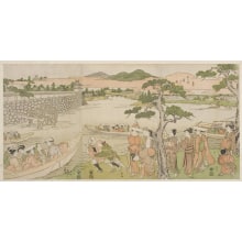 Japanischer Druck "Picture of a Visit to Yawata on the Bank of the Yodo River" von Katsukawa Shunzan, 勝川春山 (Katsukawa Shunzan)