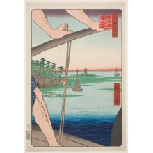 Utagawa Hiroshige, 歌川広重 (Utagawa Hiroshige I 歌川 広重)による浮世絵「Haneda Ferry and Benten Shrine」