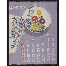 Estampe japonaise "November, 1974 – Floral Arrangement Honoring the Harvest Moon" par Takeshi Nishijima