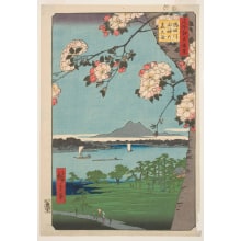 Japanese Print "Suijin Shrine and Massaki on the Sumida River" by Utagawa Hiroshige, 歌川広重 (Utagawa Hiroshige I 歌川 広重)