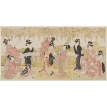 Japanese Print "A Grape-picking Excursion by a Young Woman and Attendants" by Katsukawa Shunsen, 勝川春扇 (Katsukawa Shunsen 勝川 春扇)