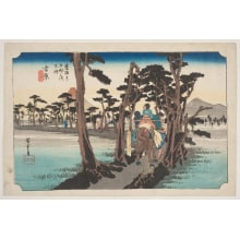 Japanese Print "Yoshiwara: Mount Fuji Seen at the Left" by Utagawa Hiroshige, 歌川広重 (Utagawa Hiroshige I 歌川 広重)