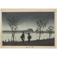 Japanischer Druck "Evening Along The Sumida" von Kobayashi Kiyochika, 小林清親 (Kobayashi Kiyochika 小林 清親)