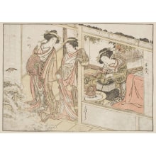 Japanischer Druck "Three Young Women Of Naka Omi-Ya" von Katsukawa Shunsho, 勝川春章 (Katsukawa Shunshō 勝川 春章, Kitao Shigemasa 北尾 重政)