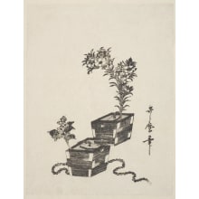Japanischer Druck "Design For An Ikebana" von Kitagawa Utamaro, 喜多川歌麿 (Kitagawa Utamaro I 喜多川 歌麿)