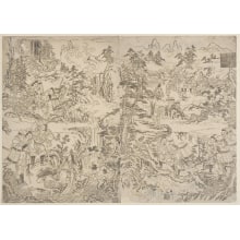 Japanese Print "The Legend of Raiko and the Shuten Doji" by Kitao Masayoshi, 北尾政美 (Kitao MASAYOSHI)