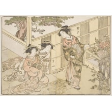 Japanischer Druck "Three Young Women Of Choji-Ya" von Katsukawa Shunsho, 勝川春章 (Katsukawa Shunshō 勝川 春章, Kitao Shigemasa 北尾 重政)