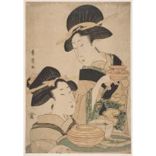 Japanese Print "Two Waitresses" by Kitagawa Hidemaro, 喜多川秀麿 (KITAGAWA Hidemaro)