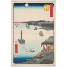 Japanese Print "Kanagawa: Looking down the Coast From the Great Tea-House" by Utagawa Hiroshige, 歌川広重 (Utagawa Hiroshige I 歌川 広重)