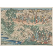 Japanischer Druck "Cherry Blossom Viewing" von Unknown, 無款