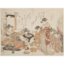Japanischer Druck "The Courtesans Hinazuru and Chzan of the Chojiy House" von Kitao Masanobu
