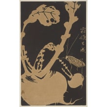 Jakuchu, 伊藤若冲 (Jakuchu Ito)创作的日本版画《A Turnip And A Grasshopper》