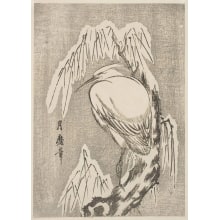 Estampe japonaise "A Snowy Heron" par Kitagawa Tsukimaro, 喜多川月麿 (Kitagawa TSUKIMARO)
