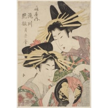 Estampe japonaise "Two Noted Tayu" par Kitagawa Tsukimaro, 喜多川月麿 (Kitagawa TSUKIMARO)