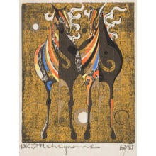 Estampe japonaise "Untitled, (two horses)" par Nakayama Tadashi