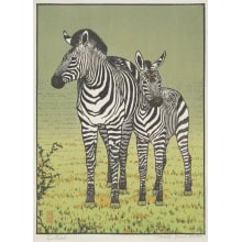 Estampe japonaise "Zebras" par Yoshida Toshi, 吉田遠志 (Toshi Yoshida)