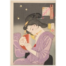 Estampe japonaise "Delighted: Customs of a Geisha of the Meiji Era" par Tsukioka Yoshitoshi, 月岡芳年 (Tsukioka Yoshitoshi 月岡 芳年)