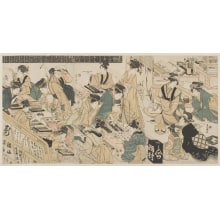Estampe japonaise "A Writing Contest" par Utagawa Toyokuni I, 歌川豊国 (Utagawa Toyokuni I 歌川 豊国)