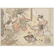 Japanese Print "Courtesans of the Ōkaneya" by Kitao Shigemasa, 北尾重政 (Kitao Shigemasa 北尾 重政, Katsukawa Shunshō 勝川 春章)
