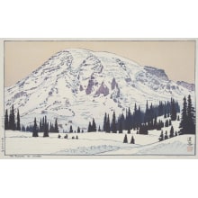 Japanischer Druck "Mt. Rainer in Winter" von Yoshida Toshi, 吉田遠志 (Yoshida, Toshi)