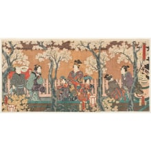 Japanischer Druck "Genji Under Snow, Moon and Flowers: Flowers" von Utagawa Kunisada, 歌川国貞 (Utagawa Kunisada I 歌川 国貞)