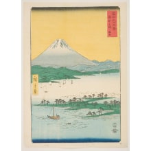 Japanischer Druck "Pine Beach at Miho in Suruga Province" von Utagawa Hiroshige, 歌川広重 (Utagawa Hiroshige I 歌川 広重)