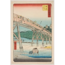 Utagawa Hiroshige, 歌川広重 (Utagawa Hiroshige I 歌川 広重)による浮世絵「Okazaki: the Bridge of the Yehagi River」