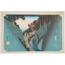 Japanese Print "Okabe: View of the Road Leading up Utsu Hill" by Utagawa Hiroshige, 歌川広重 (Utagawa Hiroshige I 歌川 広重)