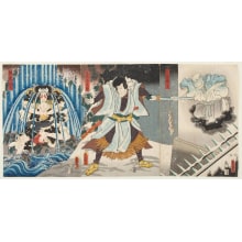 Japanese Print "Kabuki Triptych" by Utagawa Kunisada, 歌川国貞 (Utagawa Kunisada I 歌川 国貞)