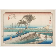 Japanese Print "Yokkaichi: The Backwater and Marshes of the Sanchokawa" by Utagawa Hiroshige, 歌川広重 (Utagawa Hiroshige I 歌川 広重)