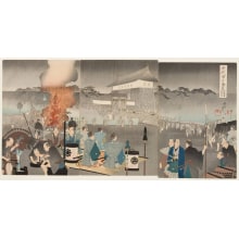 Toyohara Chikanobu, 豊原周延 (Toyohara Chikanobu)による浮世絵「Arrival of the Daimyo to the Main Gate of Edo Castle in Chiyoda-Ward」