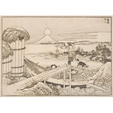 Katsushika Hokusai, 葛飾北斎 (Katsushika Hokusai 葛飾 北斎, Kobayashi Eitaku)创作的日本版画《Fuji as a Mirror Stand (Kyōdai Fuji)》