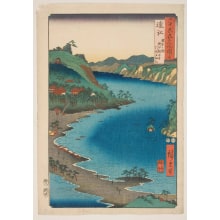 Utagawa Hiroshige, 歌川広重 (Utagawa Hiroshige I 歌川 広重)创作的日本版画《Province of Totomi: The Tateyama Buddhist Temple at Inasa No Hosoe》
