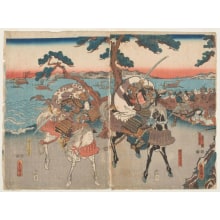 Estampe japonaise "Kumagai and Atsumori" par Utagawa Toyokuni I, 歌川豊国 (Utagawa Toyokuni I 歌川 豊国)