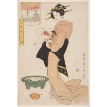 Kikugawa Eizan, 菊川英山 (Kikukawa Eizan 菊川 英山)による浮世絵「Mother and Infant Son」