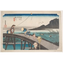 Japanese Print "Kakegawa: Distant View of Mount Akiha" by Utagawa Hiroshige, 歌川広重 (Utagawa Hiroshige I 歌川 広重)