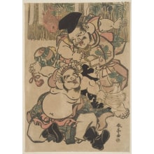 Japanischer Druck "Happy New Year" von Katsukawa Shuntei, 勝川春亭 (Katsukawa Shuntei)
