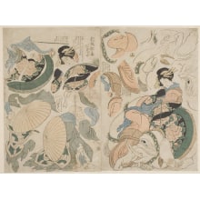Estampe japonaise "New Pattern For A Pasted Rag-Picture" par Katsushika Hokusai, 葛飾北斎 (Katsushika Hokusai 葛飾 北斎)