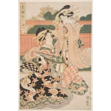 Estampe japonaise "Three Musical Instruments Played By Green House Beauties" par Kikugawa Eizan, 菊川英山 (Kikukawa Eizan 菊川 英山)